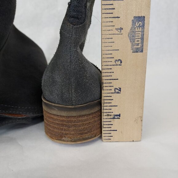 Lucky Brand Heeled Boot Women 10 Harleen Over the Knee Grey Suede Riding Stretch - Picture 11 of 16